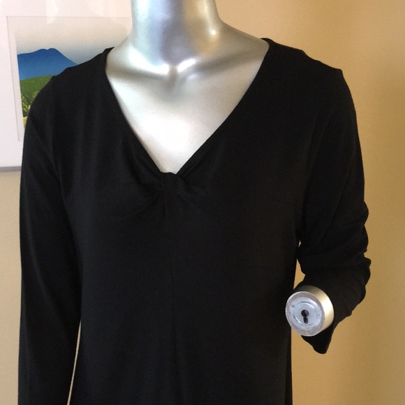 EILEEN FISHER | Solid Black Jersey Tunic Top 3/4 Length Sleeves - Picture 6 of 15
